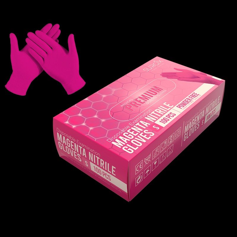 Disposable Pink gloves and glove box