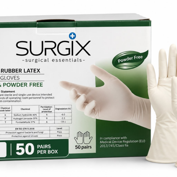 SURGIX Sterile Latex Surgical Gloves Powder Free 50 Pairs